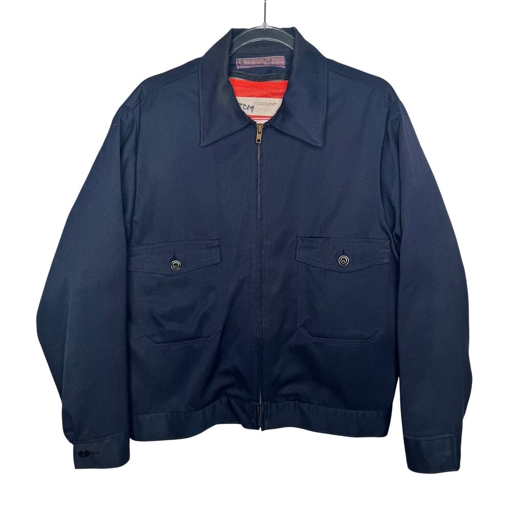 1980s Navy Workwear Jacket Removable Orange Liner Men’s Large